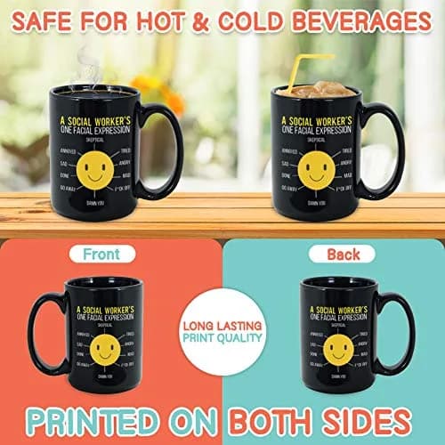 Bubble Hugs Black 15oz Ceramic Coffee Mug | Funny Social Worker Gift thumbnail 3