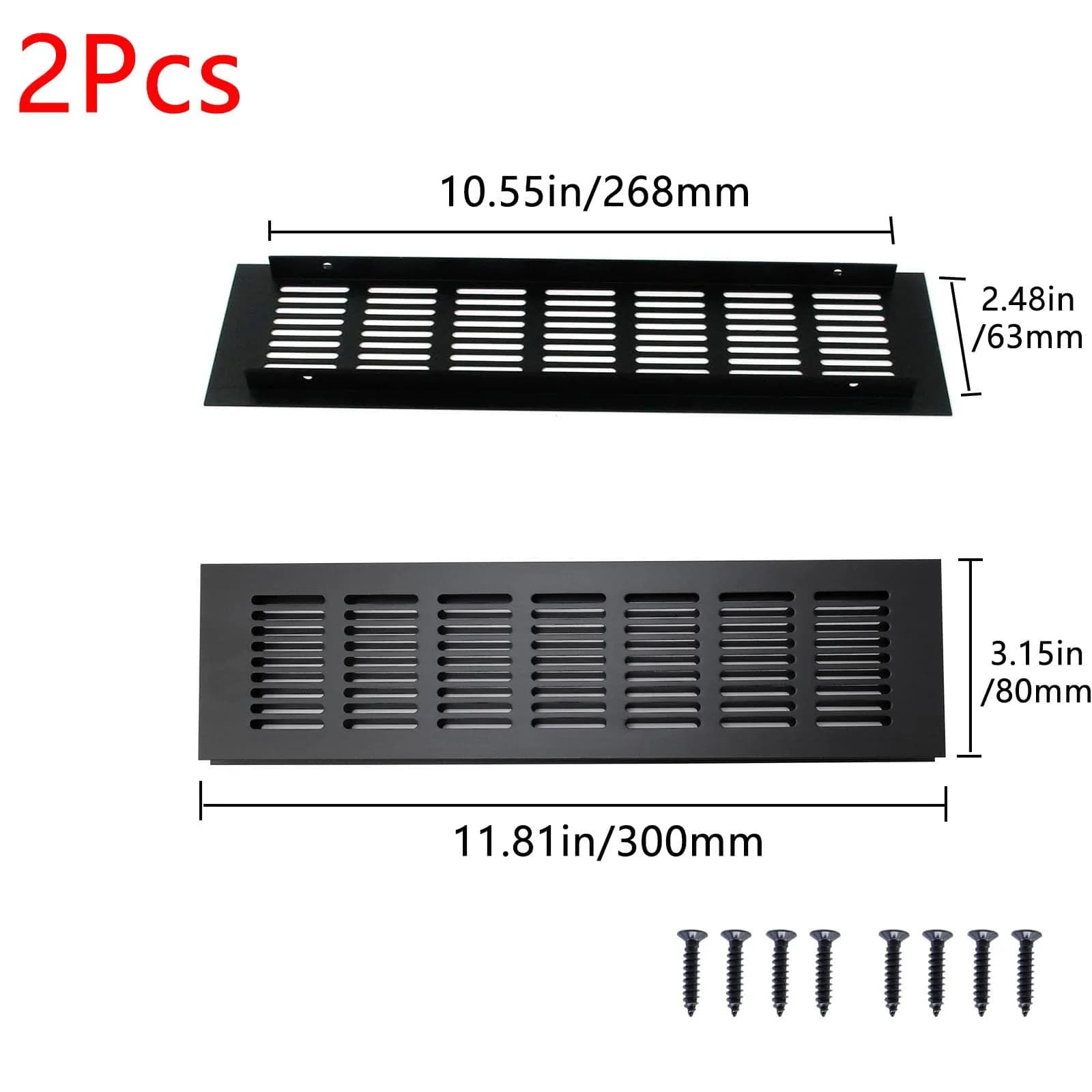 Geesatis Black Air Vent Covers 2-Pack | Fits 268 x 63 mm (10.55 x 2.48 inch) Duct Openings - view 2