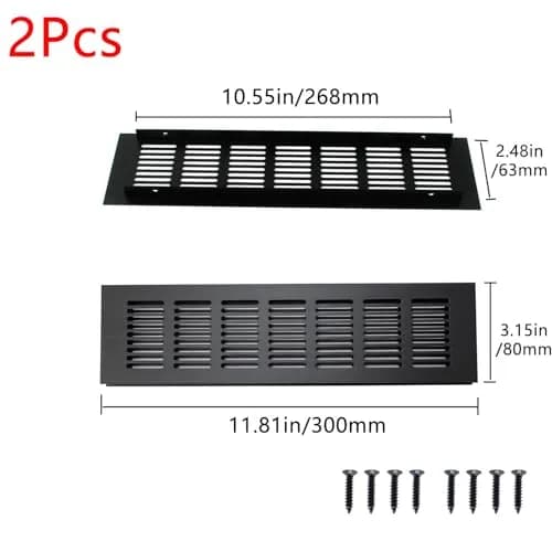 Geesatis Black Air Vent Covers 2-Pack | Fits 268 x 63 mm (10.55 x 2.48 inch) Duct Openings thumbnail 2