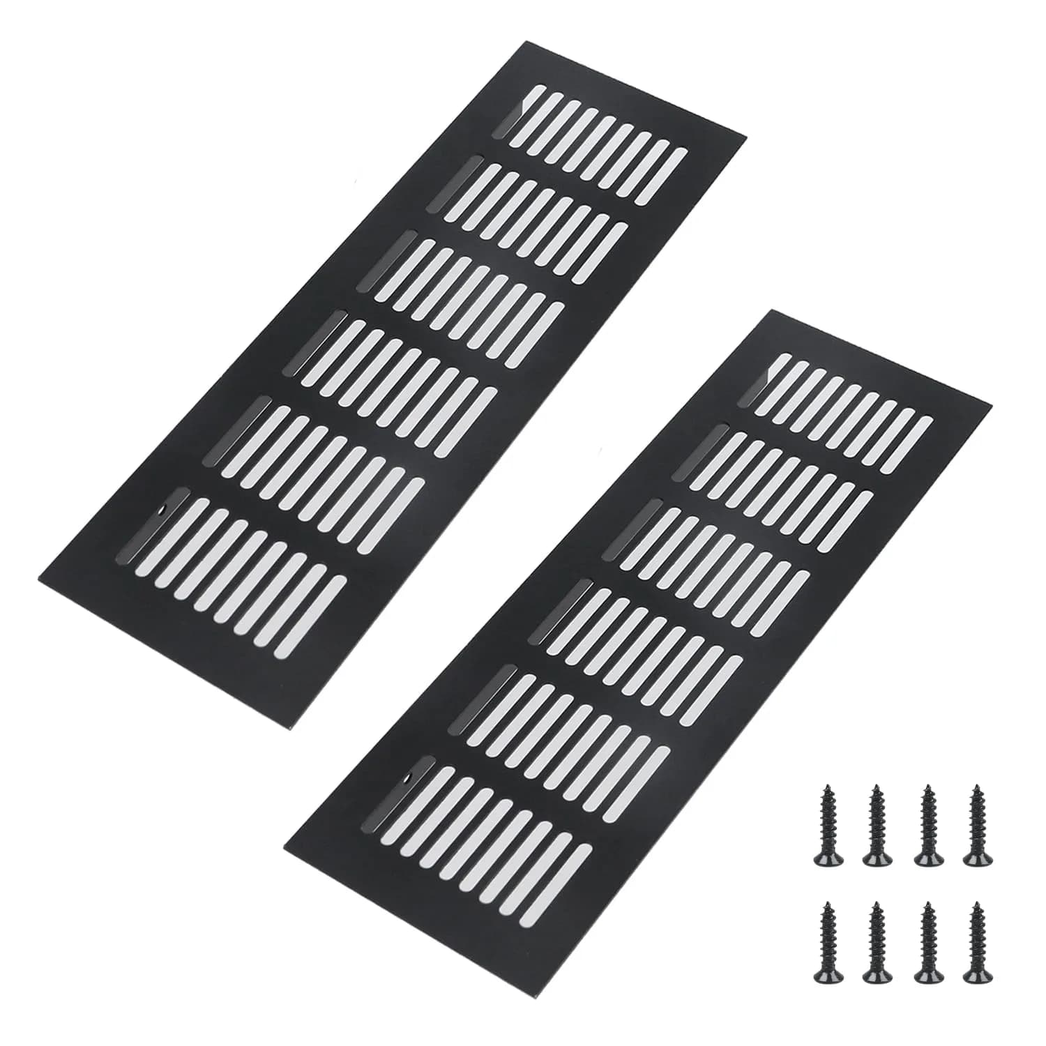 Geesatis Black Air Vent Covers 250mm x 80mm (9.8" x 3.1") | Rust-Proof Aluminum Grille with Screws - main product image
