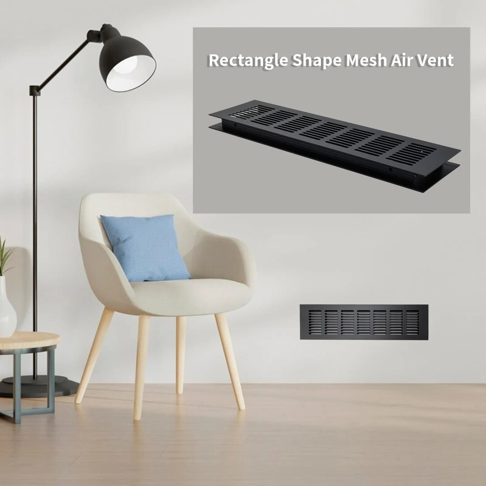 Geesatis Black Air Vent Covers 250mm x 80mm (9.8" x 3.1") | Rust-Proof Aluminum Grille with Screws - view 6