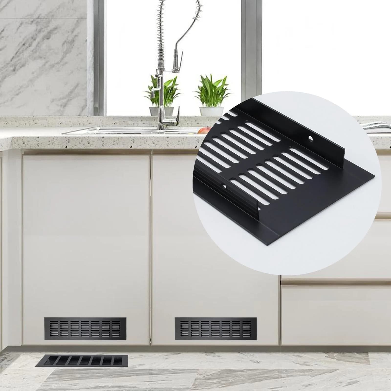 Geesatis Black Air Vent Covers 250mm x 80mm (9.8" x 3.1") | Rust-Proof Aluminum Grille with Screws - view 7