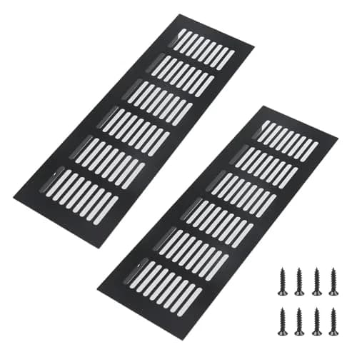 Geesatis Black Air Vent Covers 250mm x 80mm (9.8" x 3.1") | Rust-Proof Aluminum Grille with Screws thumbnail 1