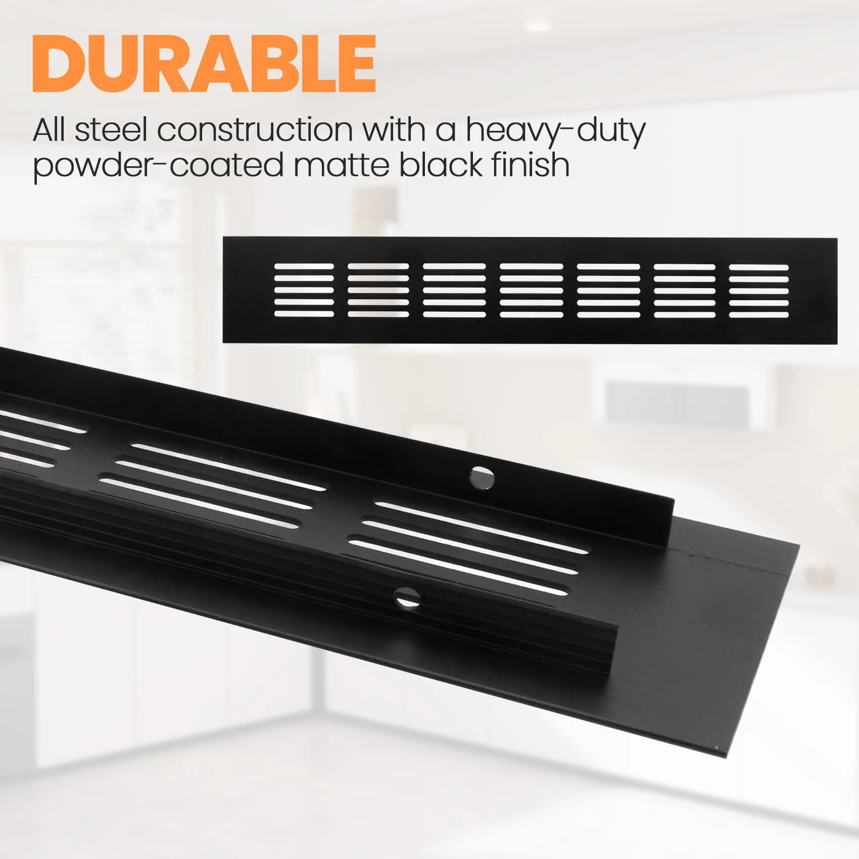 Geesatis Black Air Vent Covers 250mm x 80mm (9.8" x 3.1") | Rust-Proof Aluminum Grille with Screws - view 3