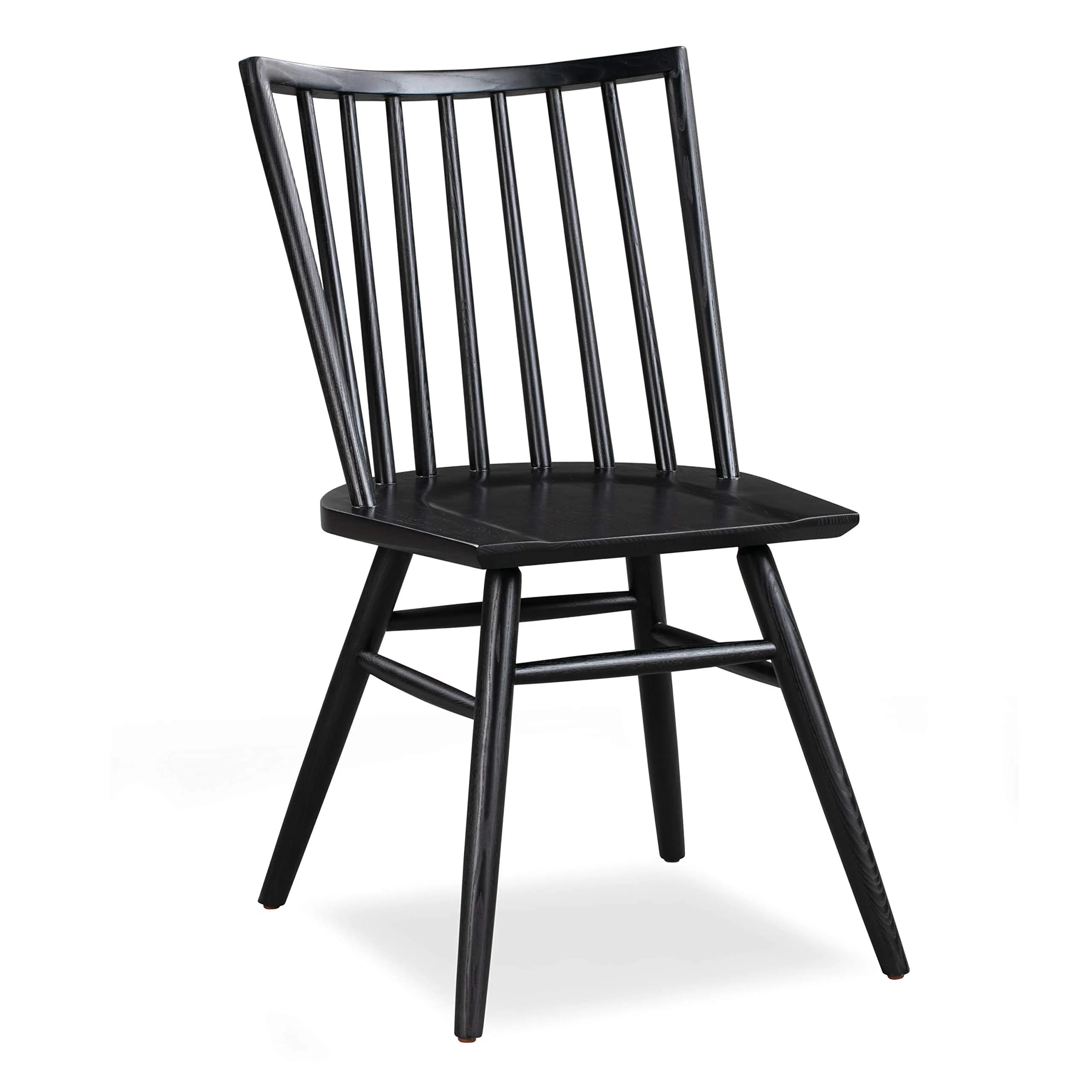 POLY & BARK Talia Windsor Dining Chair, 35” High, Solid Ash Wood, Black Finish | Farmhouse Modern Kitchen & Dining Room Chair — Black