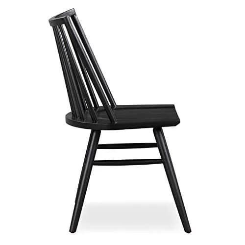 POLY & BARK Talia Windsor Dining Chair, 35” High, Solid Ash Wood, Black Finish | Farmhouse Modern Kitchen & Dining Room Chair thumbnail 4