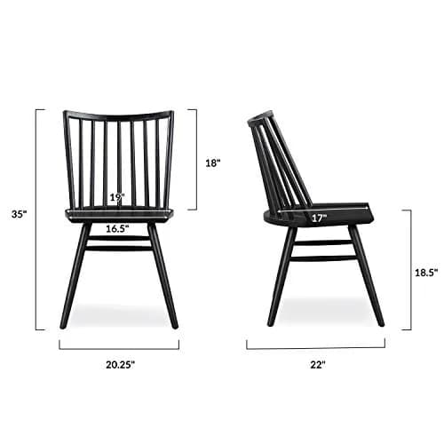 POLY & BARK Talia Windsor Dining Chair, 35” High, Solid Ash Wood, Black Finish | Farmhouse Modern Kitchen & Dining Room Chair thumbnail 6