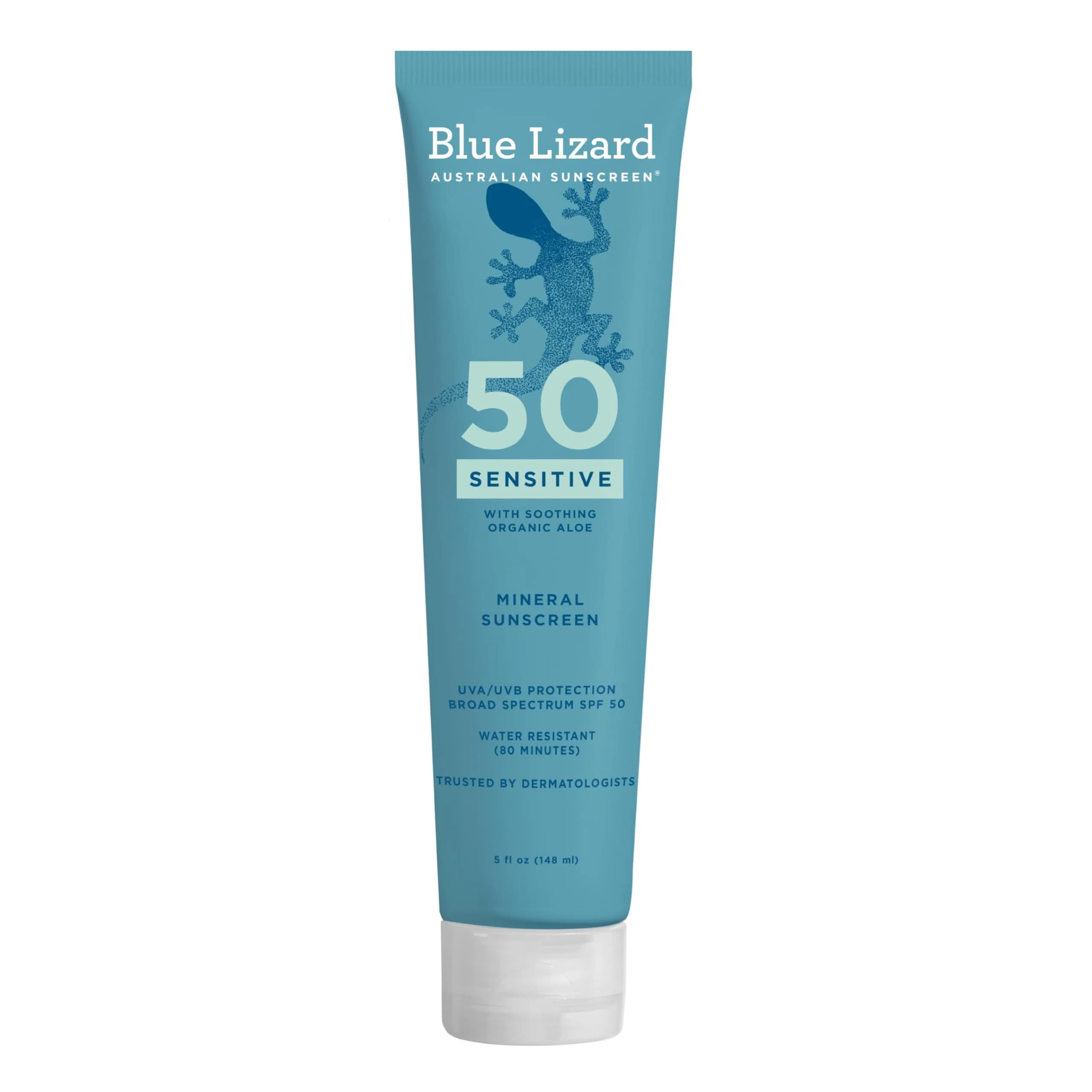 Blue Lizard Sensitive Mineral SPF 50 Sunscreen Lotion, 150ml (5 fl oz) | Broad Spectrum Protection for Sensitive Skin - main product image