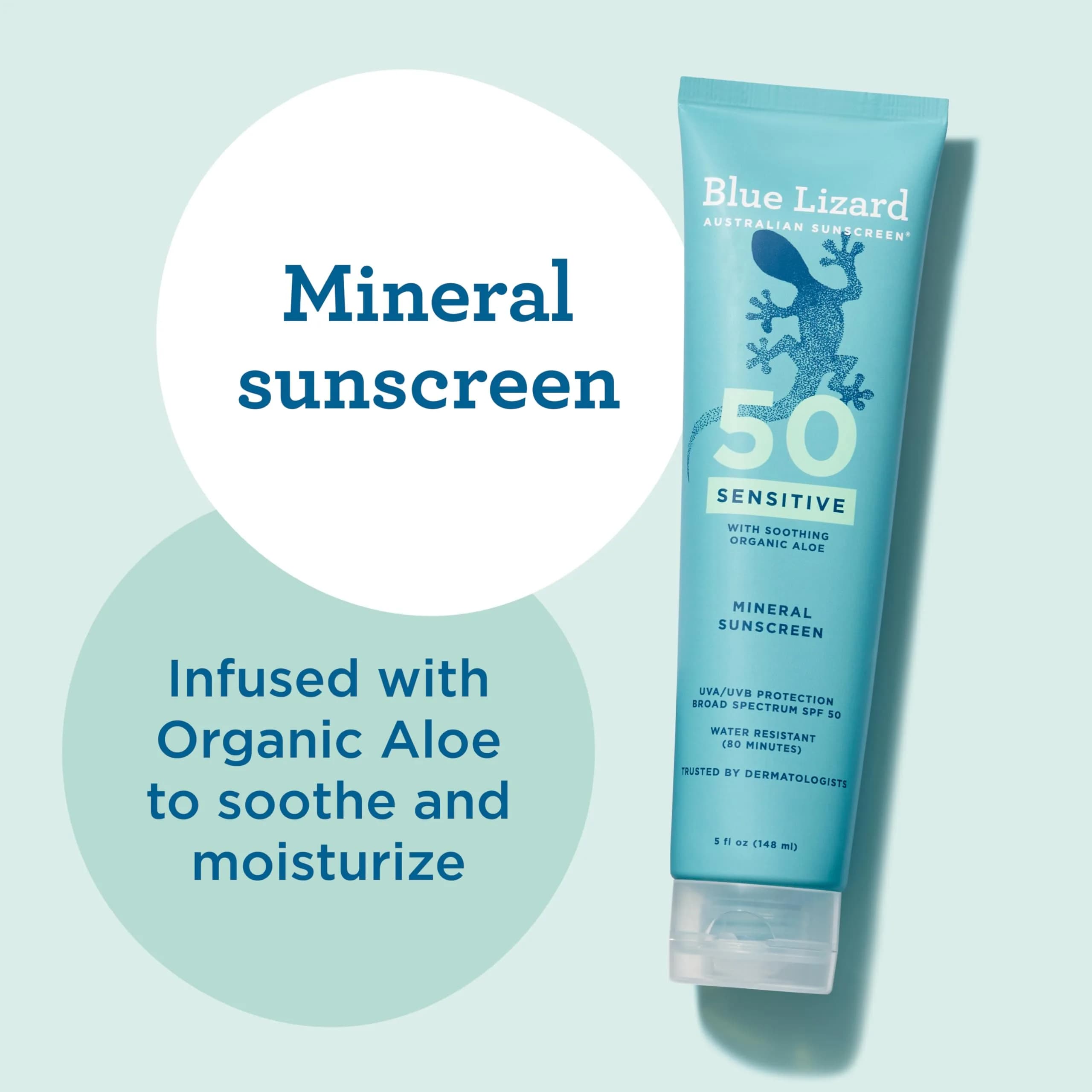 Blue Lizard Sensitive Mineral Sunscreen Lotion SPF 50 - 5 oz Tube | Gentle Protection for Delicate Skin - view 4