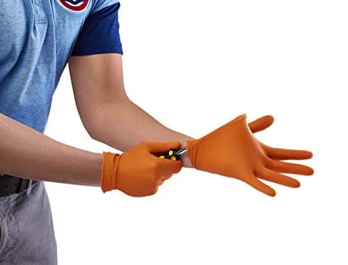 Venom Steel Orange Nitrile Gloves, 8 mil Thick, 50 Count | Heavy Duty Grip & Puncture Resistance thumbnail 5