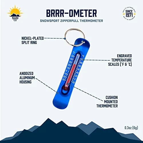 Sun Company Brrr-ometer - Snowsport Zipper Pull Thermometer - Aluminum, Black | Accurate Cold Weather Accessory thumbnail 6