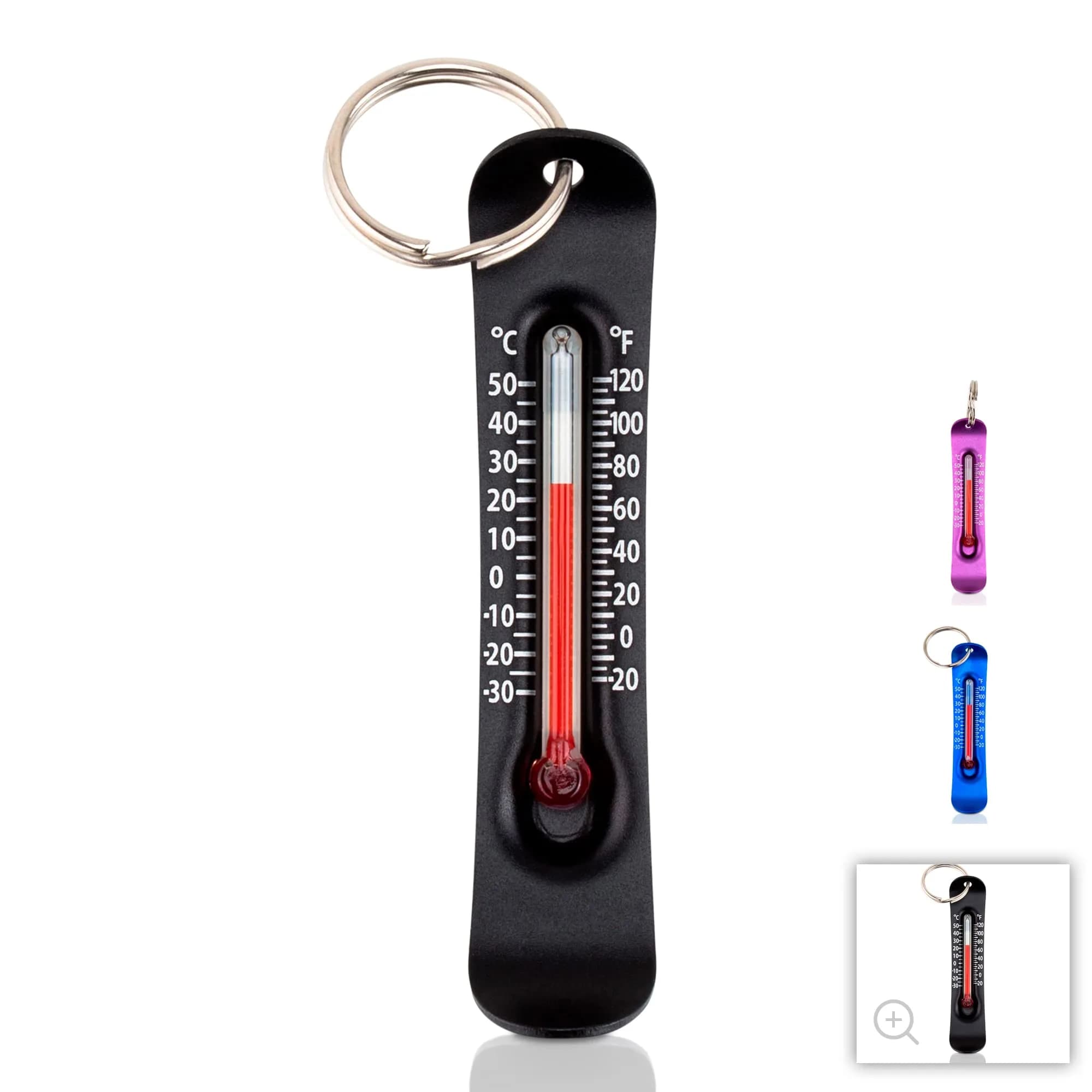 Sun Company Brrr-ometer - Snowsport Zipper Pull Thermometer - Aluminum, Black | Accurate Cold Weather Accessory — Black