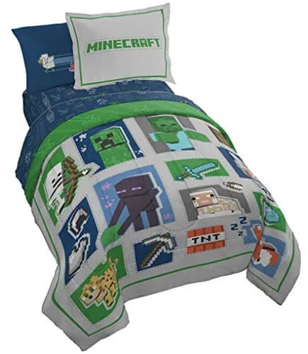 Jay Franco Minecraft 5 Piece Twin Bedding Set | Reversible Comforter, Sheets & Pillowcases | Officially Licensed thumbnail 1