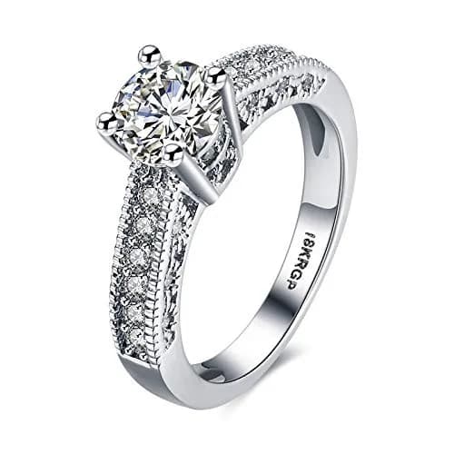 I Jewels CZ Crystal Adjustable Designer Finger Ring for Women | Rhodium Plated Silver Tone — Style-5