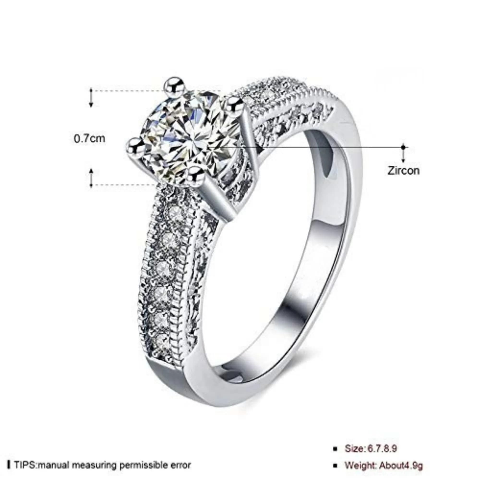 I Jewels CZ Crystal Adjustable Designer Finger Ring for Women | Rhodium Plated Silver Tone - view 3