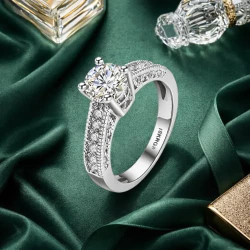 I Jewels CZ Crystal Adjustable Designer Finger Ring for Women | Rhodium Plated Silver Tone thumbnail 1