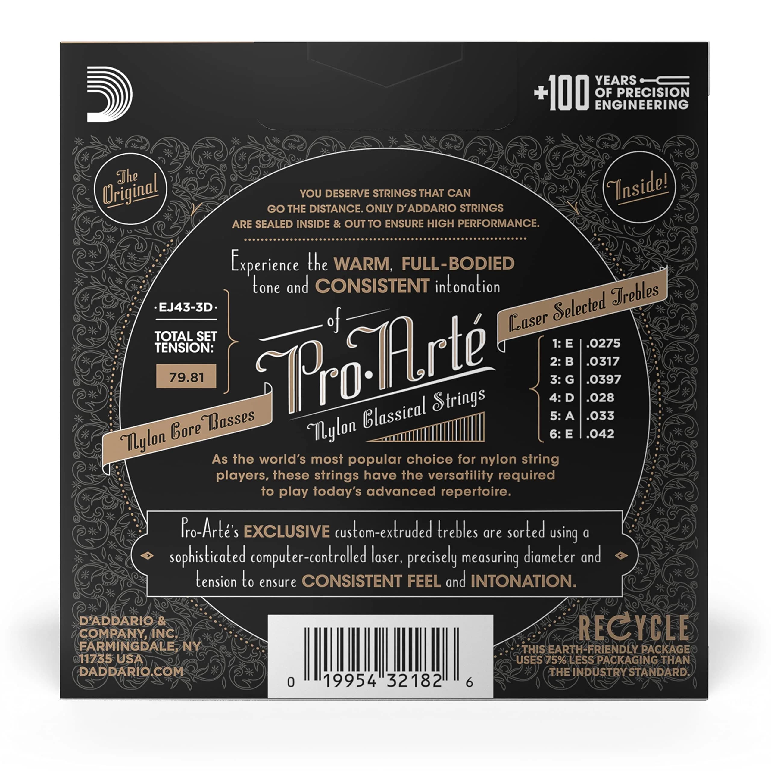 D'Addario Pro-Arte Nylon Classical Guitar Strings, Light Tension, 3 Sets | Warm Tone, Responsive Playability - view 2