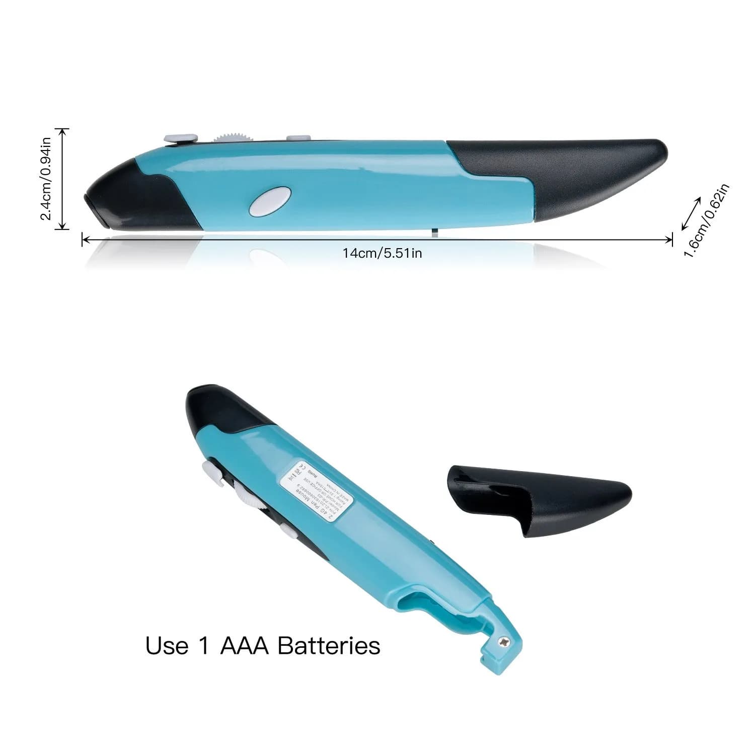 lychee 6th Version Grey Wireless Optical Pocket Pen Mouse - Adjustable DPI Handwriting Mini Mice - view 4