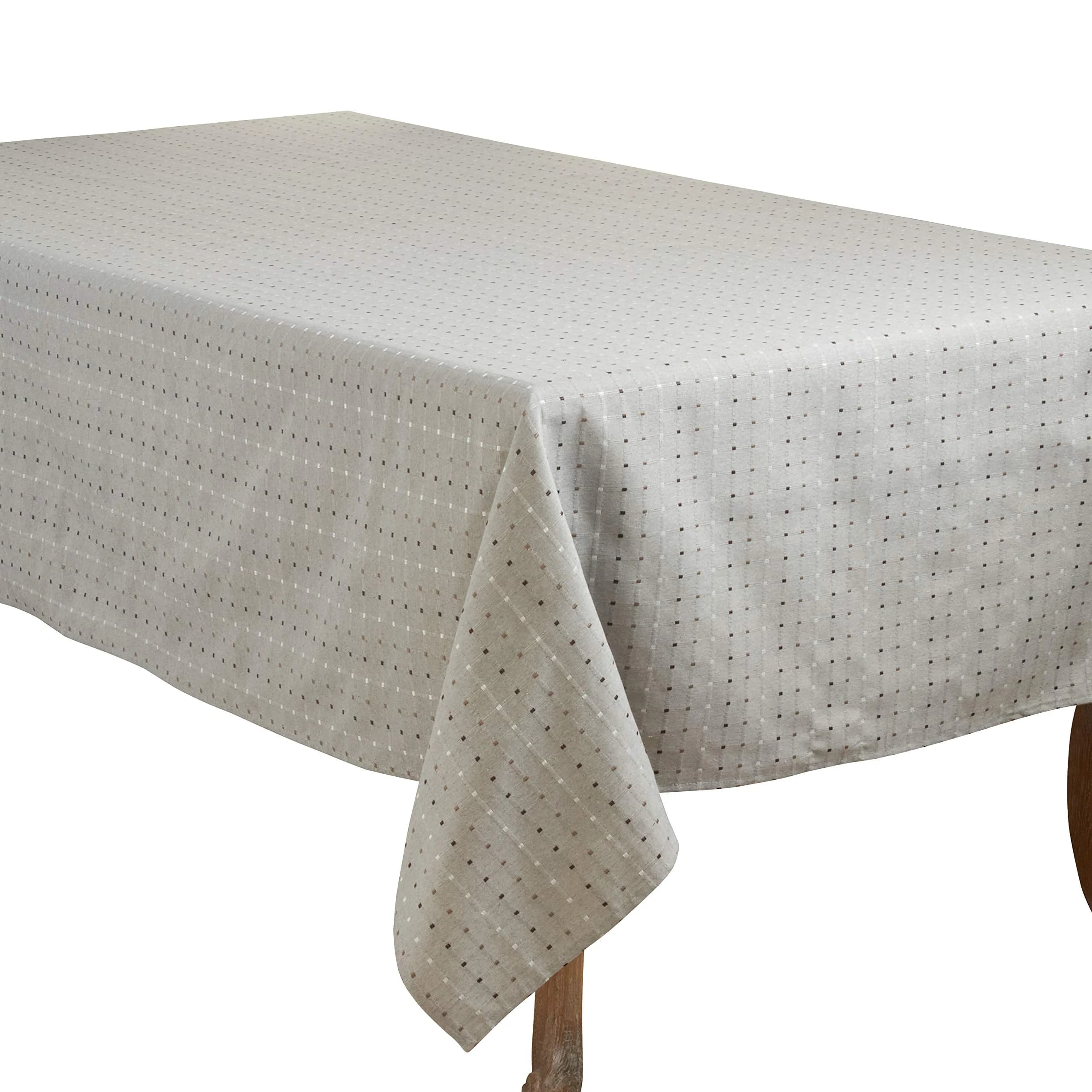 SARO LIFESTYLE Square Stitched Tablecloth 183 cm (72 in) x 153 cm (60 in) | All-Season Versatile Dining Decor — Grey
