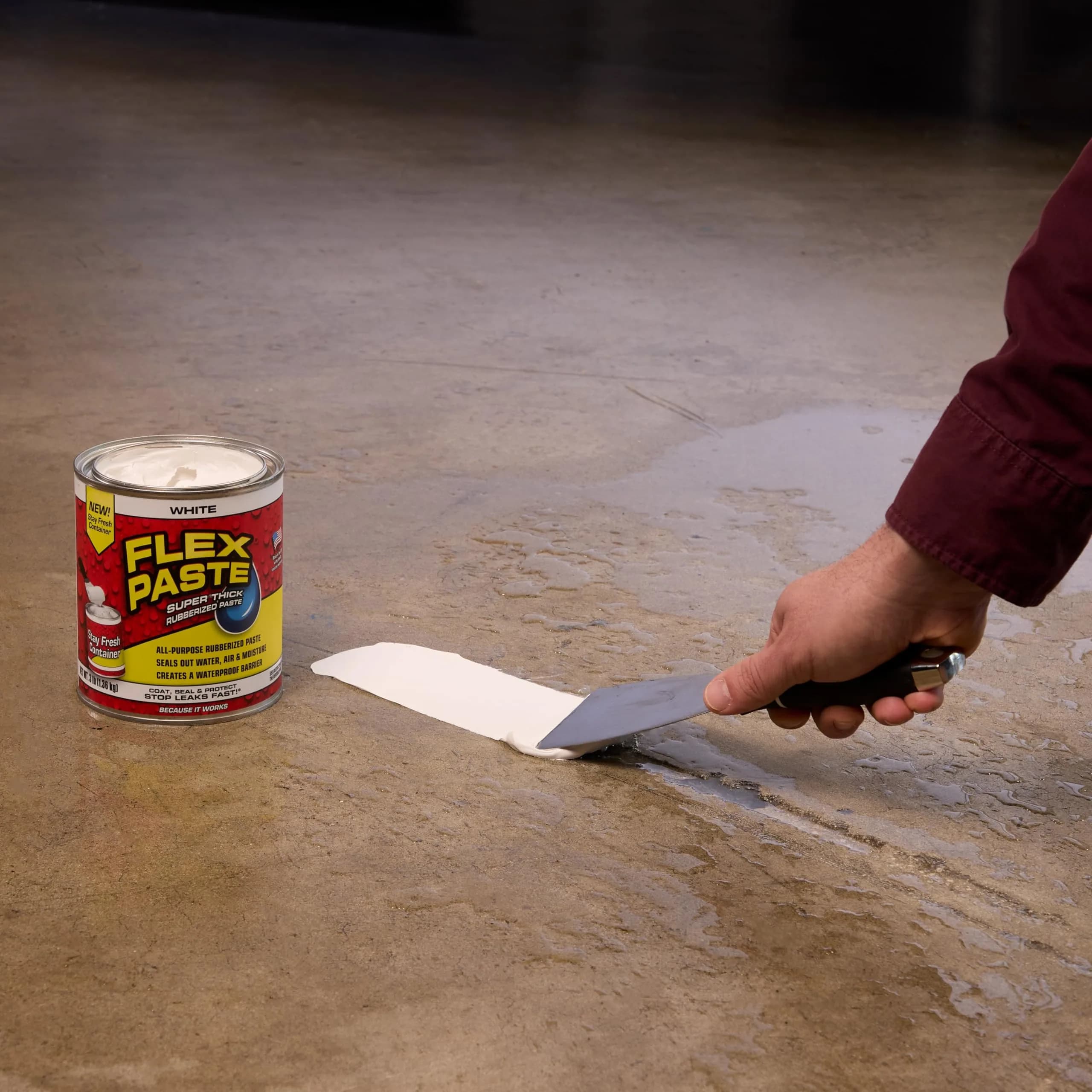 Flex Paste Rubberized Waterproof Sealant Paste, White, 48 fl oz (1.42 L) | Seals Gaps, Cracks, Holes Underwater - view 6