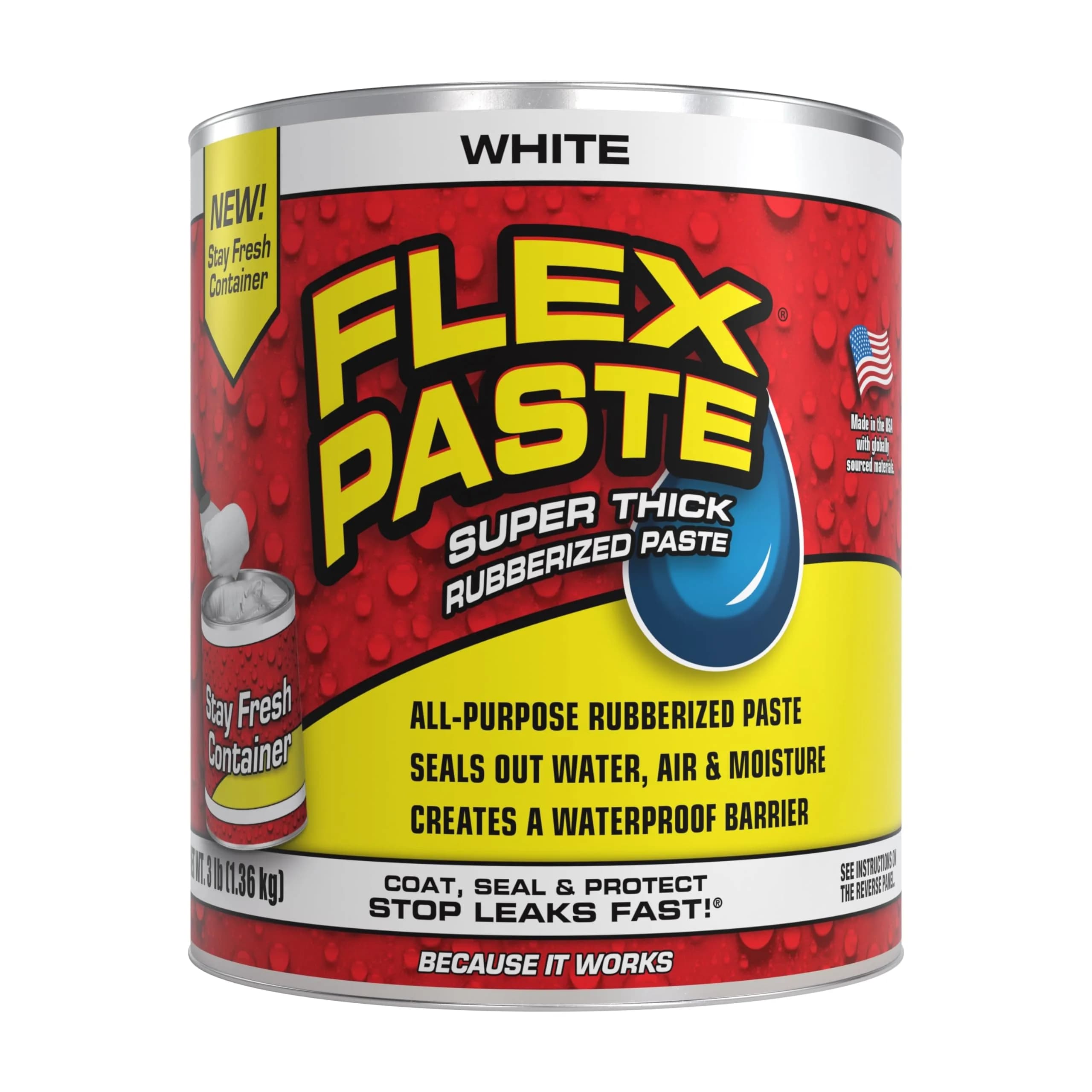 Flex Paste Rubberized Waterproof Sealant Paste, White, 48 fl oz (1.42 L) | Seals Gaps, Cracks, Holes Underwater - main product image