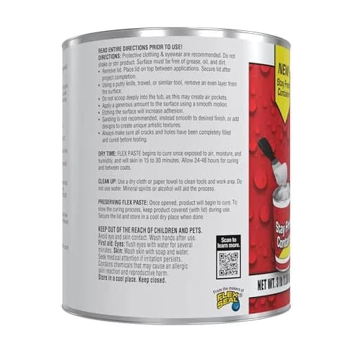 Flex Paste Rubberized Waterproof Sealant Paste, White, 48 fl oz (1.42 L) | Seals Gaps, Cracks, Holes Underwater thumbnail 2