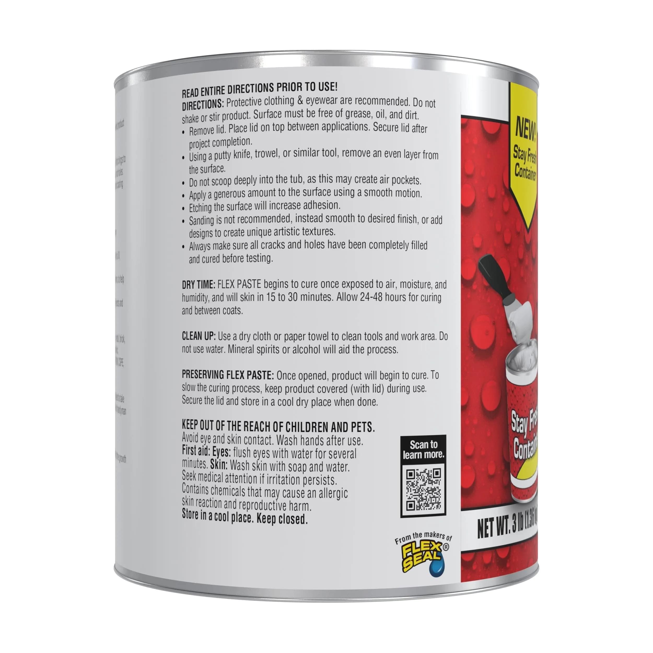 Flex Paste Rubberized Waterproof Sealant Paste, White, 48 fl oz (1.42 L) | Seals Gaps, Cracks, Holes Underwater - view 2