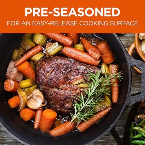 Commercial CHEF 10.25-Inch Cast Iron Skillet | Pre-Seasoned, Versatile & Oven Safe thumbnail 2