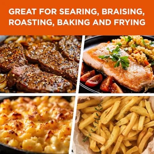 Commercial CHEF 10.25-Inch Cast Iron Skillet | Pre-Seasoned, Versatile & Oven Safe thumbnail 3
