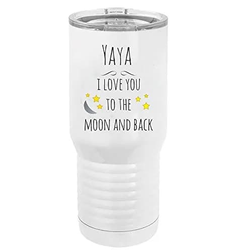 Yaya - I Love You to the Moon and Back Stainless Steel Vacuum Insulated 20 Oz Tumbler | White thumbnail 1