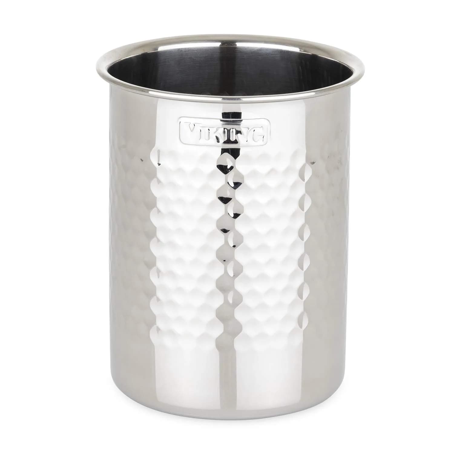 Viking Hammered Stainless Steel Kitchen Utensil Holder | Silver, 6.81 in H x 5.29 in D | Durable, Stylish Countertop Organizer — Silver
