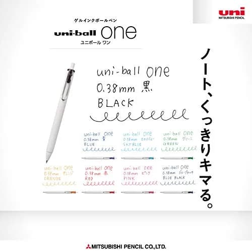 Uni-Ball One Gel Ink Rollerball Pens 0.38mm, Set of 8 Colors | Smooth Ink Flow for Students & Office thumbnail 3