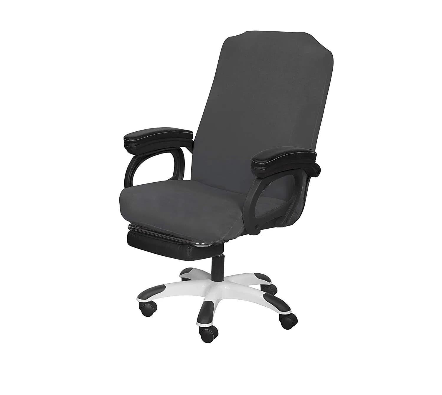 SARAFLORA Medium Grey Office Chair Cover - Stretch Fit, Removable, Washable Protector (1 Piece) - main product image