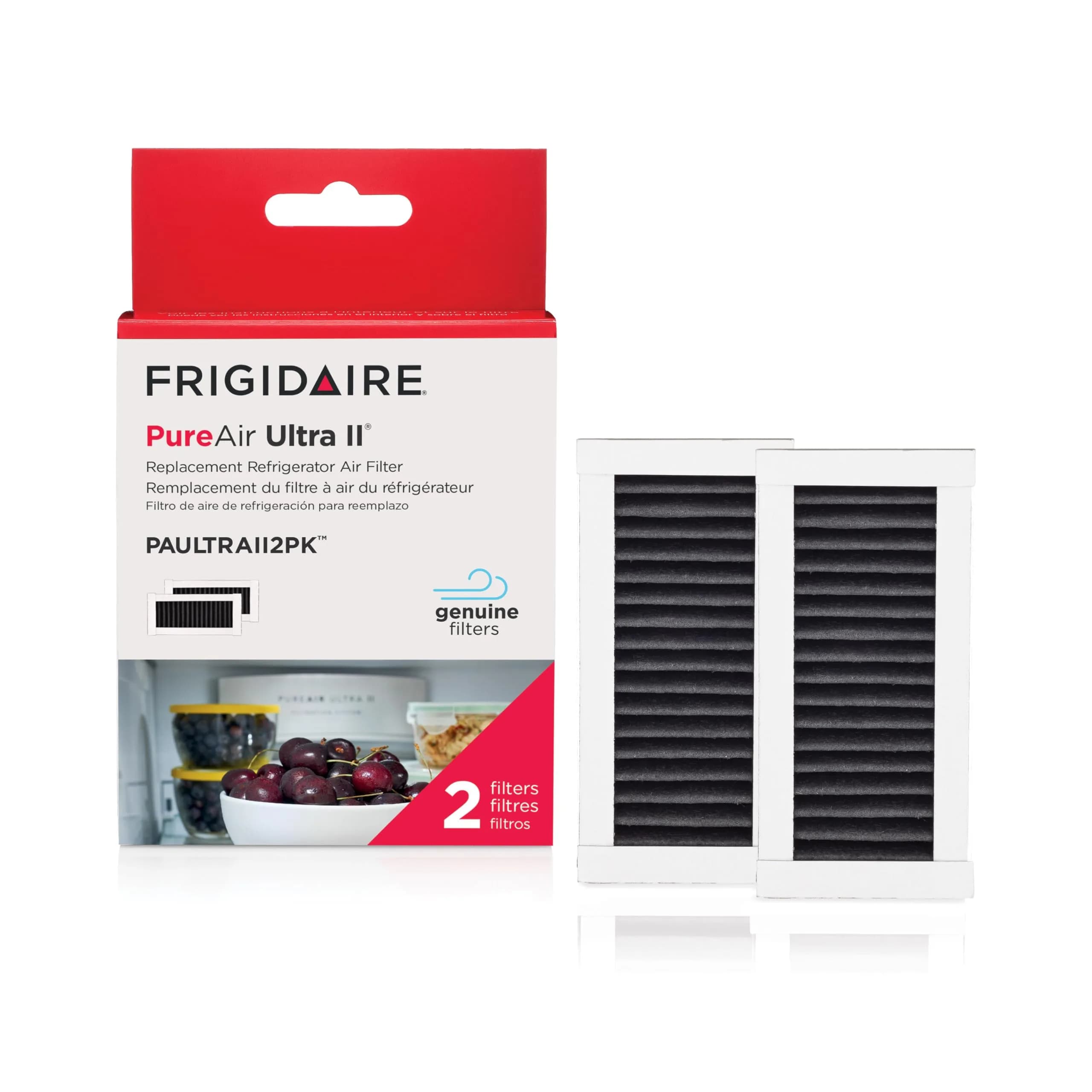 Frigidaire PAULTRAII2PK Pure Air Ultra II Refrigerator Air Filter 2 Count (2 Filters) | Reduces Odors with NSF Certified Carbon Media - main product image