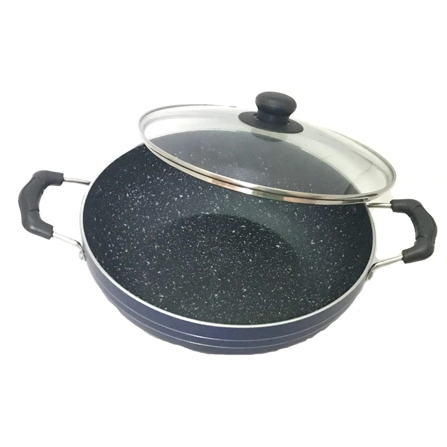 SHRIYA Induction Base Nonstick Kadai with Lid, 2.2 Ltr (2.3 US qt) | Deep Fry Pan for Indian Kitchens — Multicolor