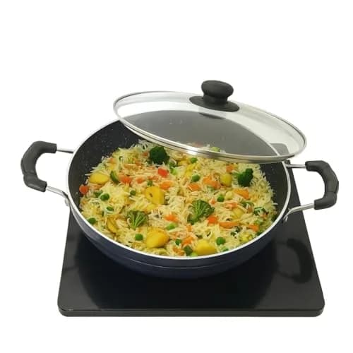 SHRIYA Induction Base Nonstick Kadai with Lid, 2.2 Ltr (2.3 US qt) | Deep Fry Pan for Indian Kitchens thumbnail 3