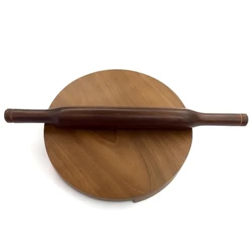 SHRIYA Wooden Chakla Belan Set 8x8 inch | Handmade Teak Roti Board & Pin for Daily Indian Cooking thumbnail 1