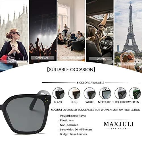 MAXJULI Oversized Sunglasses for Women Men | 59mm (2.32 in) Lens Width thumbnail 5