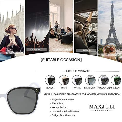 MAXJULI Oversized Sunglasses for Women Men UV Protection | Polarized Retro Style thumbnail 5