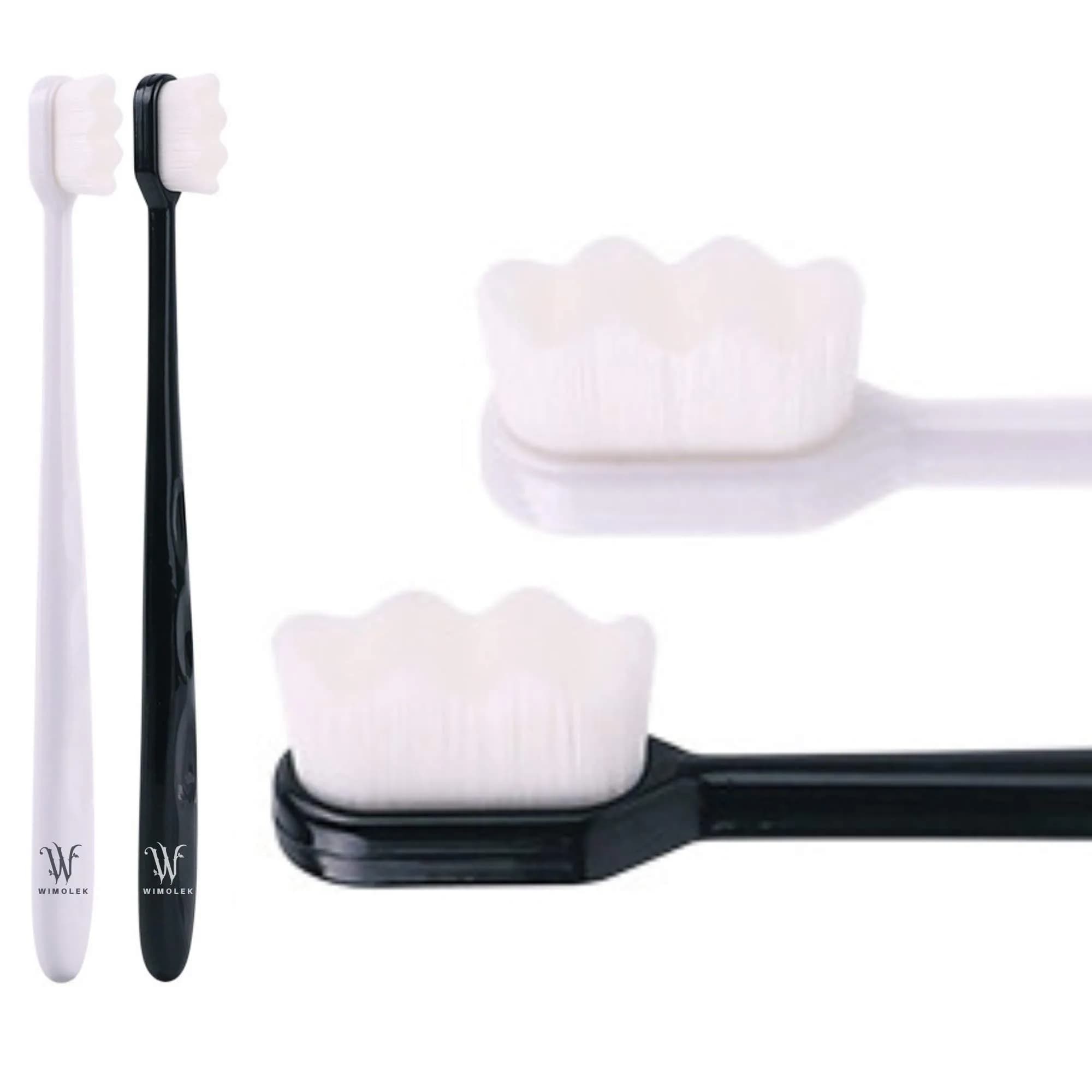 Wimolek Extra Soft Toothbrush 2 Pack | 20,000 Ultra Soft Bristles for Sensitive Gums — White Wave Bristle