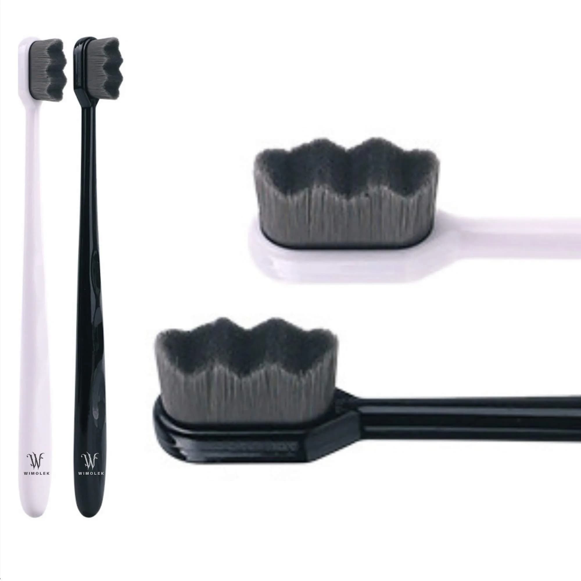 Wimolek Extra Soft Toothbrush 2 Pack | 20,000+ Ultra Soft Nano Bristles for Sensitive Gums & Teeth — Black Wave Bristle