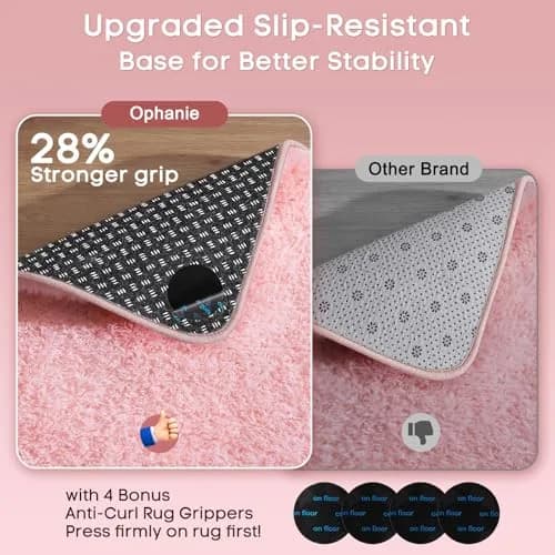 Ophanie Pink Rug for Bedroom Girls | Fluffy Fuzzy Shag Area Rug 4x6 ft thumbnail 4