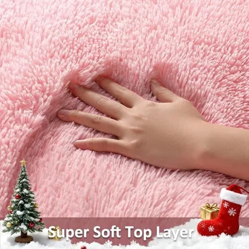 Ophanie Pink Rug for Bedroom Girls | Fluffy Fuzzy Shag Area Rug 4x6 ft thumbnail 2