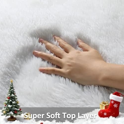 Ophanie White Rugs for Bedroom 4x6 | Fluffy, Soft Fuzzy Shag Plush Rug for Kids & Dorms thumbnail 2