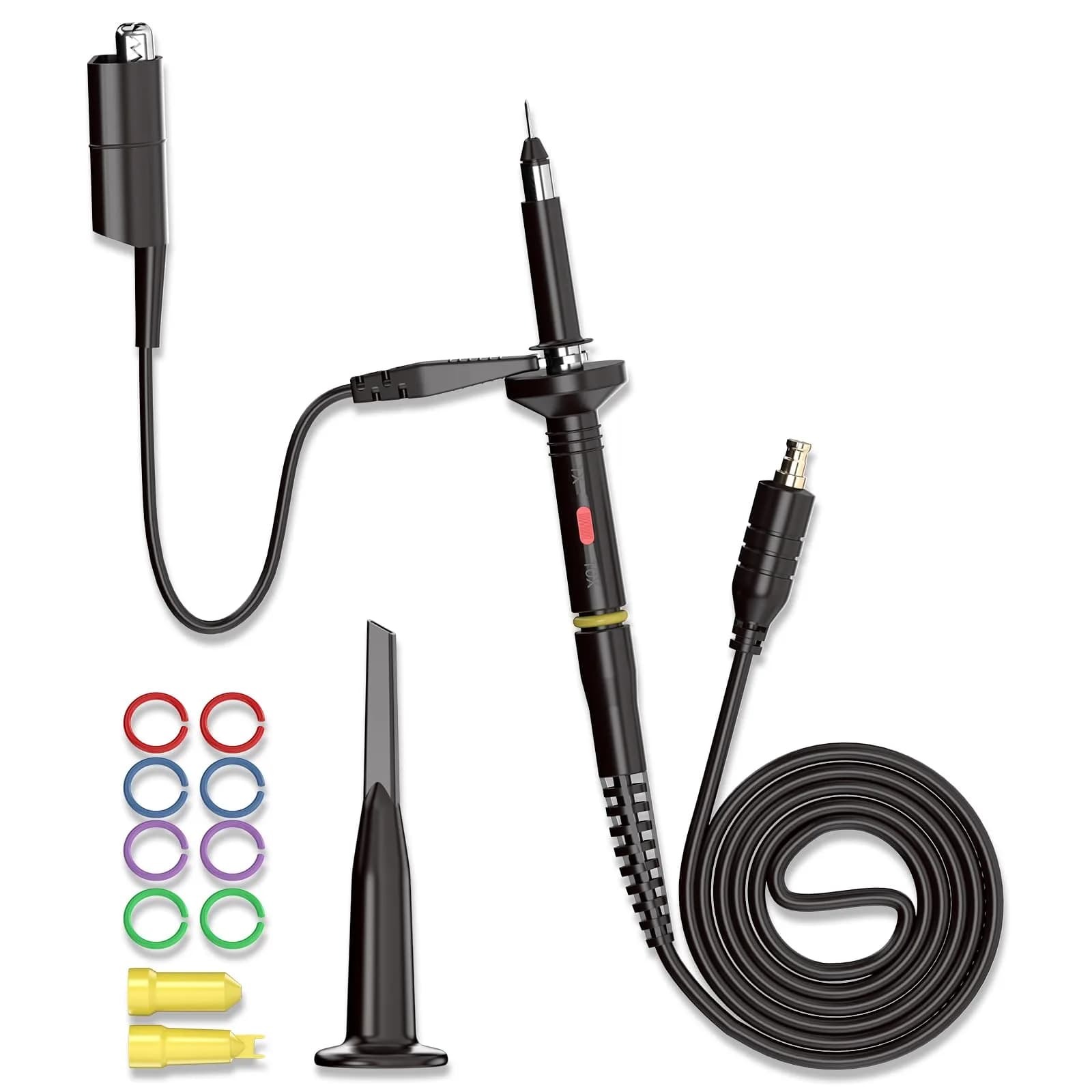 Goupchn MCX Oscilloscope Probe 60MHz 1X 10X with Alligator Clip, 120cm (47.2in) — MCX Probe X1/X10