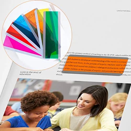 WEDTYGH Guided Reading Strips for Dyslexia 19cm x 7cm (Large) & 19cm x 3cm (Small) | 12 Pieces, 6 Colors, PVC Plastic thumbnail 4