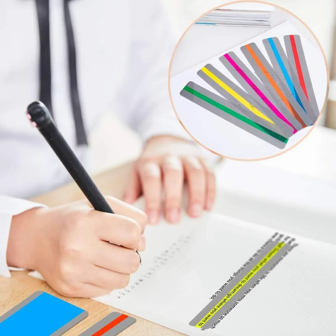WEDTYGH Guided Reading Strips for Dyslexia 19cm x 7cm (Large) & 19cm x 3cm (Small) | 12 Pieces, 6 Colors, PVC Plastic - view 5