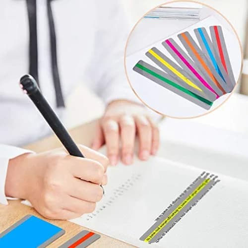 WEDTYGH Guided Reading Strips for Dyslexia 19cm x 7cm (Large) & 19cm x 3cm (Small) | 12 Pieces, 6 Colors, PVC Plastic thumbnail 5