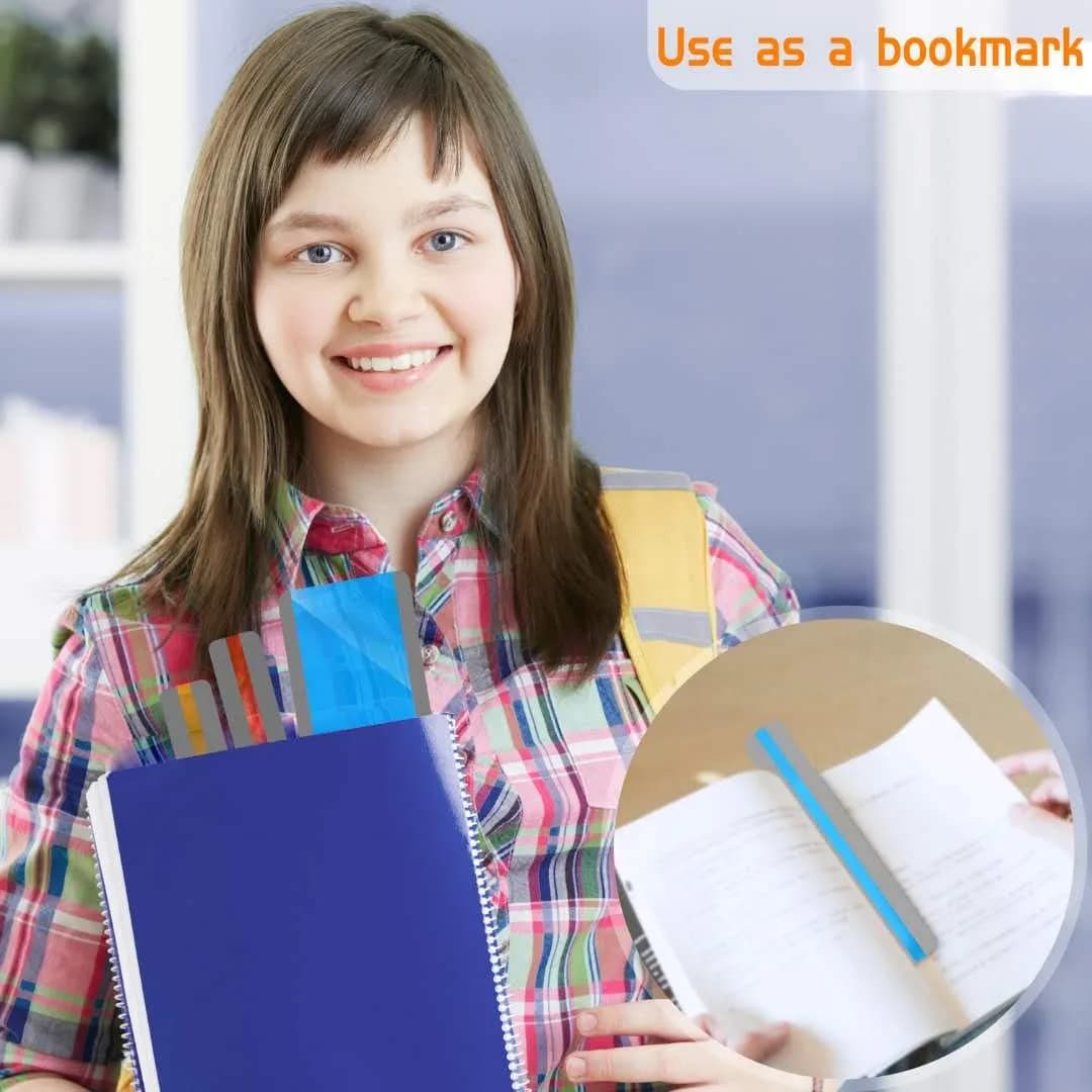 WEDTYGH Guided Reading Strips for Dyslexia 19cm x 7cm (Large) & 19cm x 3cm (Small) | 12 Pieces, 6 Colors, PVC Plastic - view 6