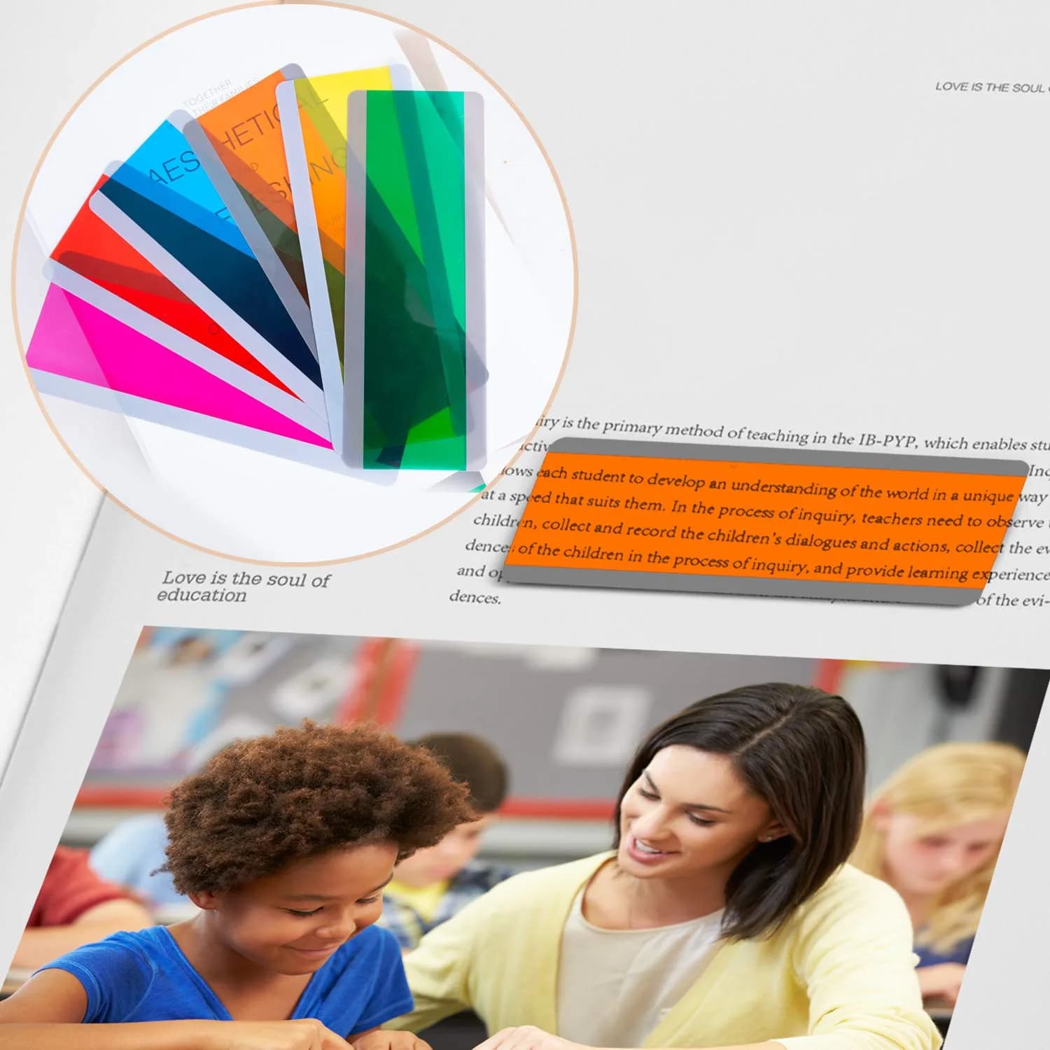 WEDTYGH Guided Reading Strips for Dyslexia 19cm x 7cm (Large) & 19cm x 3cm (Small) | 12 Pieces, 6 Colors, PVC Plastic - view 4